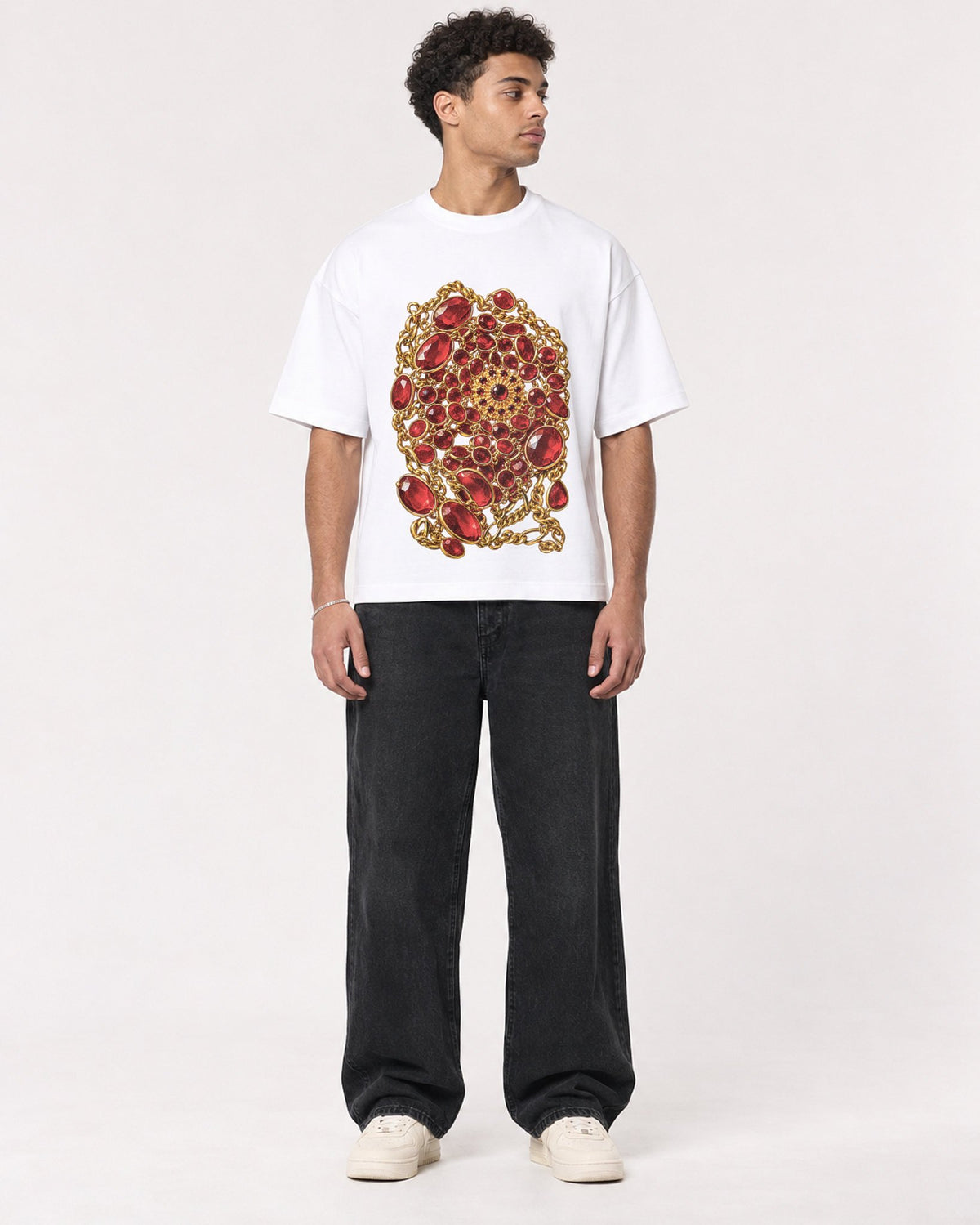 Mockup Boxy Heavyweight Tee White male full-body 10