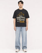 Mockup Boxy Heavyweight Tee Black male full-body 13