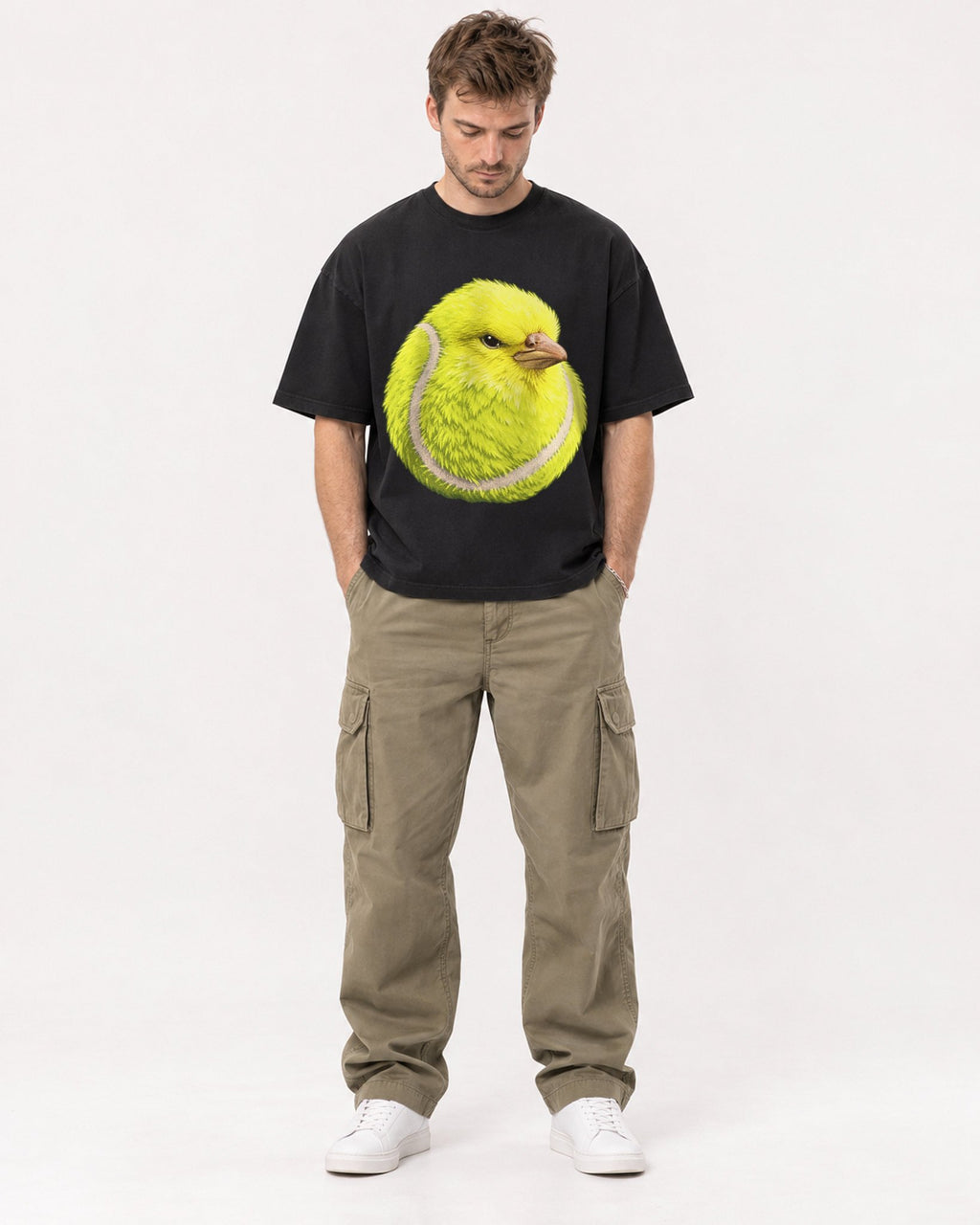 Mockup Boxy Heavyweight Tee Black male full-body 08