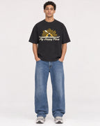 Mockup Boxy Heavyweight Tee Black male full-body 10