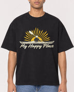 Mockup Boxy Heavyweight Tee Black male close-up 10