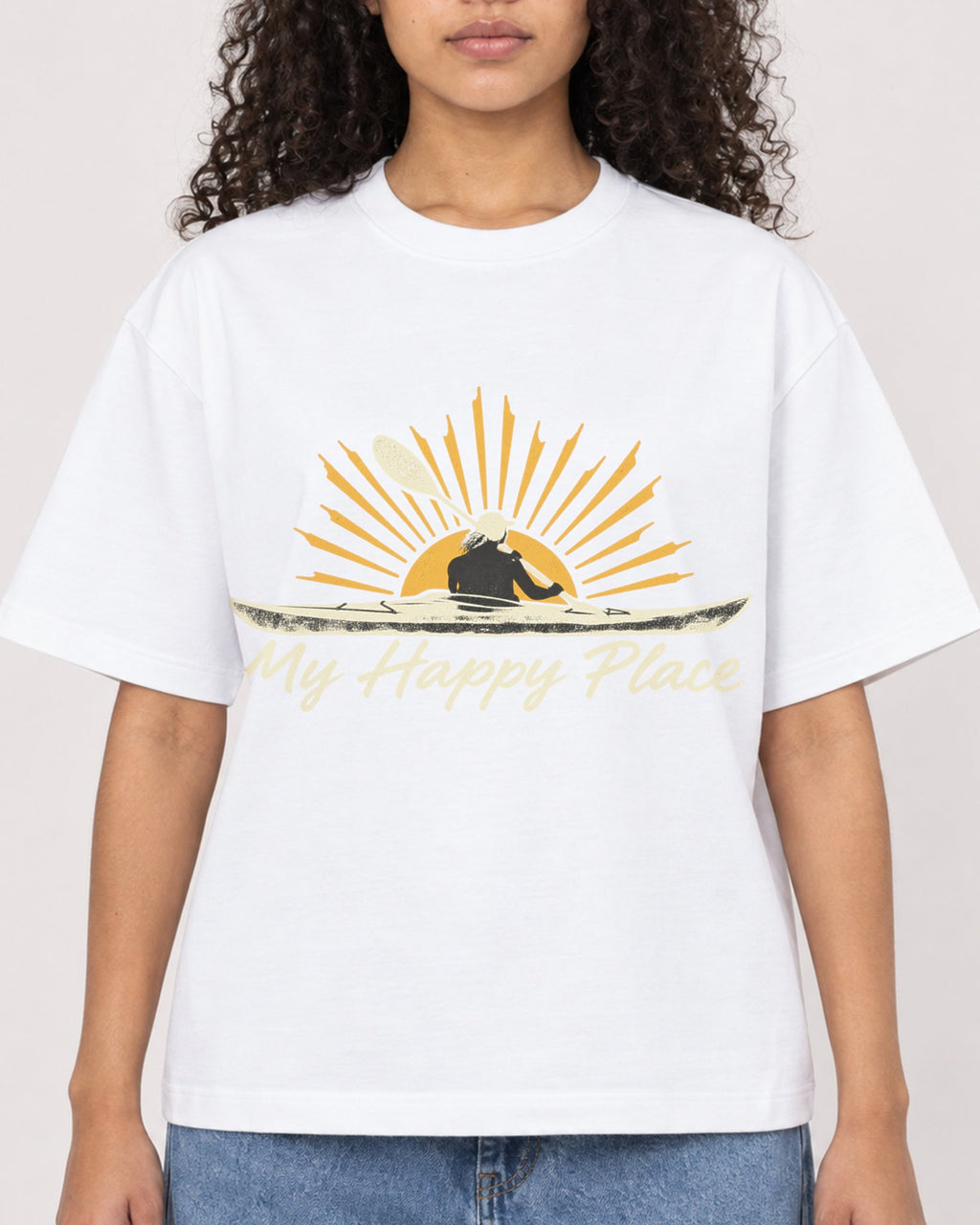 Mockup Boxy Heavyweight Tee White female close-up 10