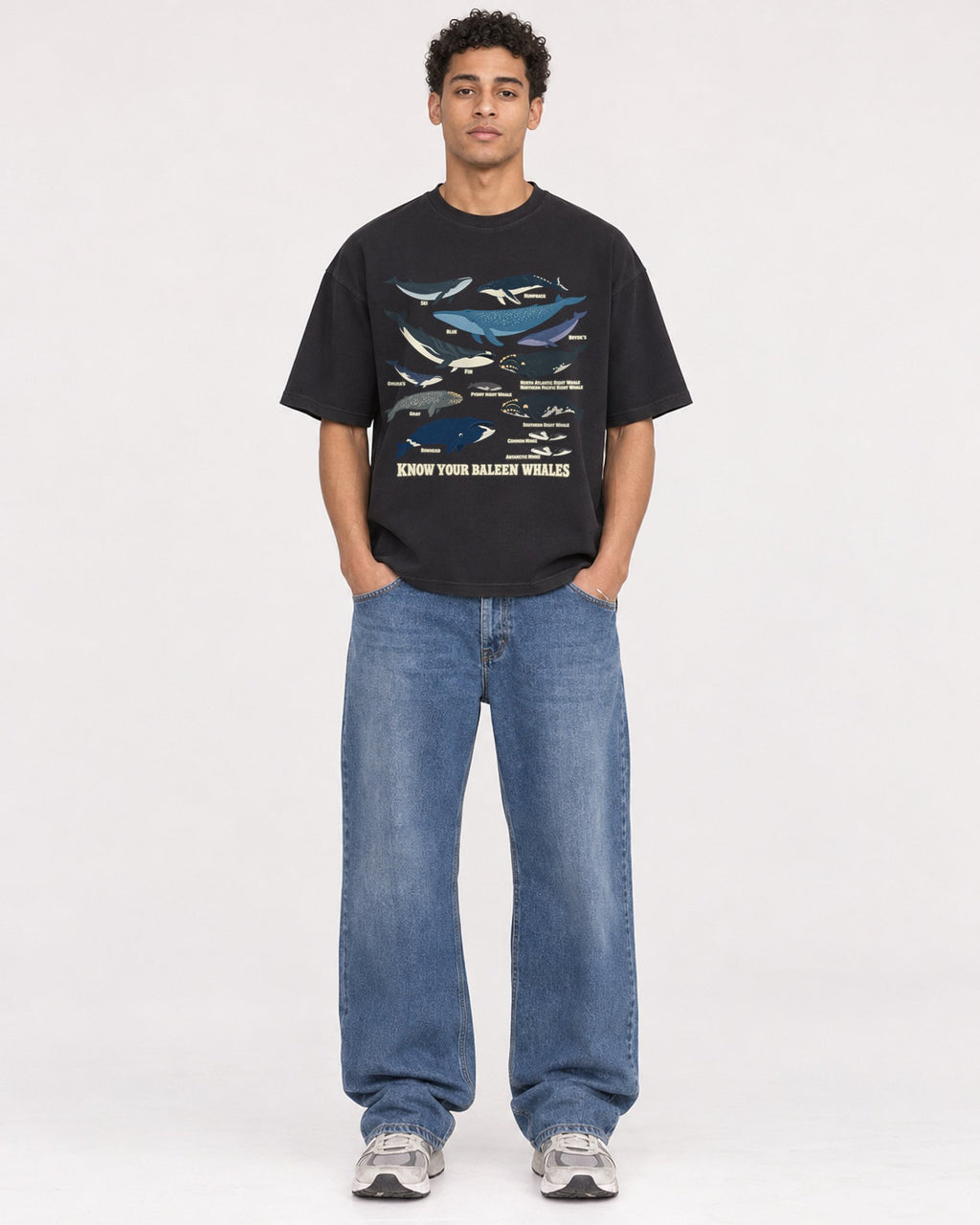 Mockup Boxy Heavyweight Tee Black male full-body 10