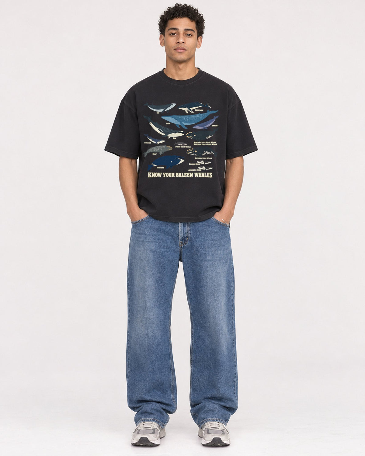 Mockup Boxy Heavyweight Tee Black male full-body 10