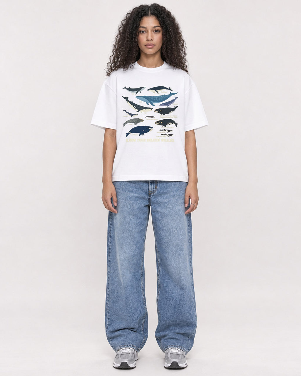 Mockup Boxy Heavyweight Tee White female full-body 10