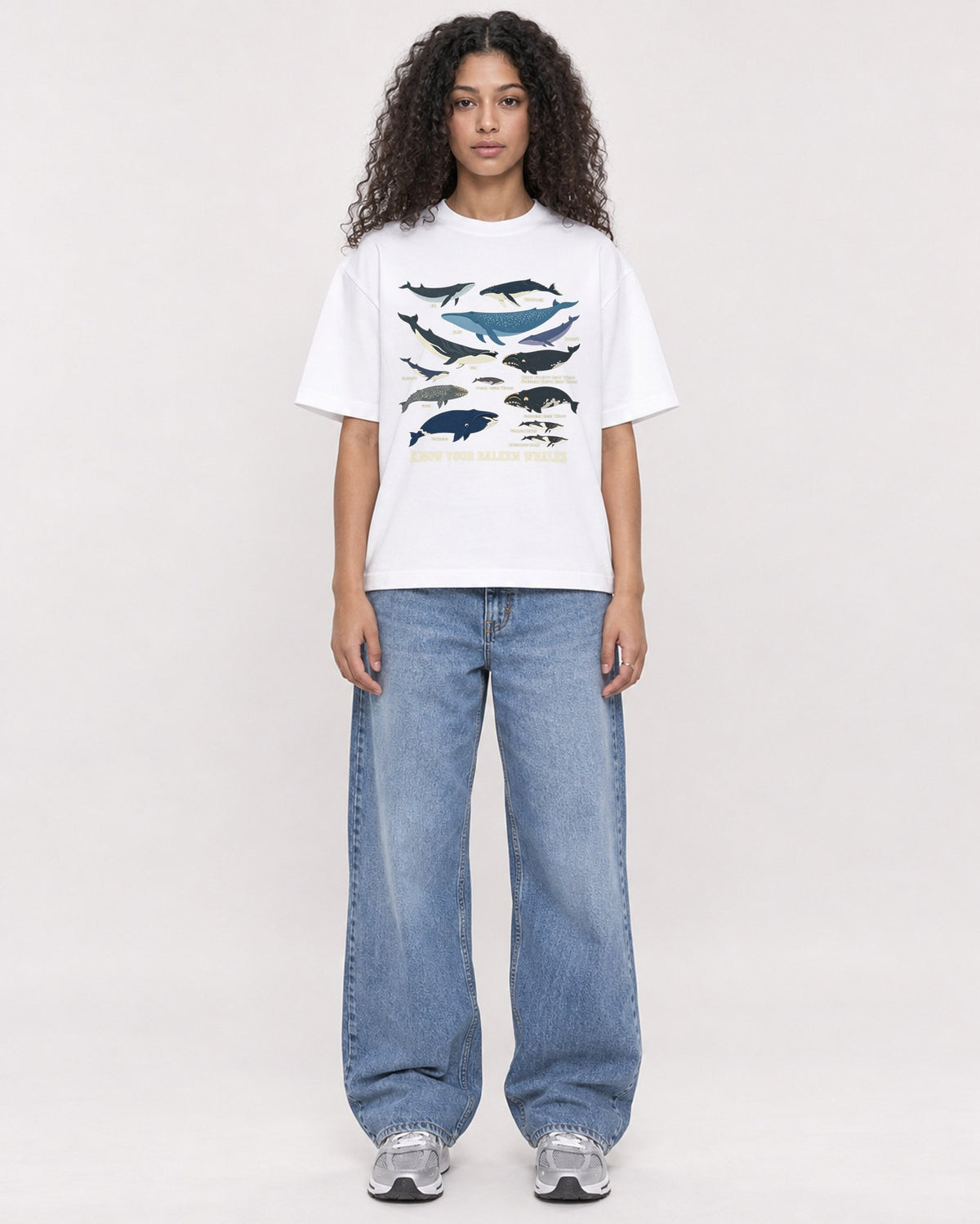 Mockup Boxy Heavyweight Tee White female full-body 10