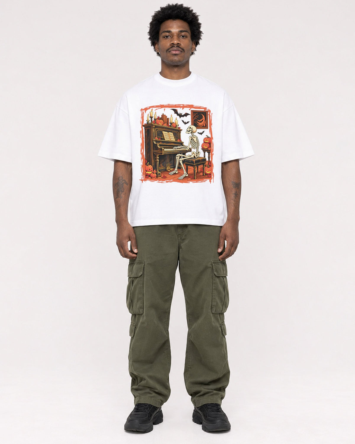 Mockup Boxy Heavyweight Tee White male full-body 24