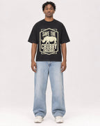 Mockup Boxy Heavyweight Tee Black male full-body 05