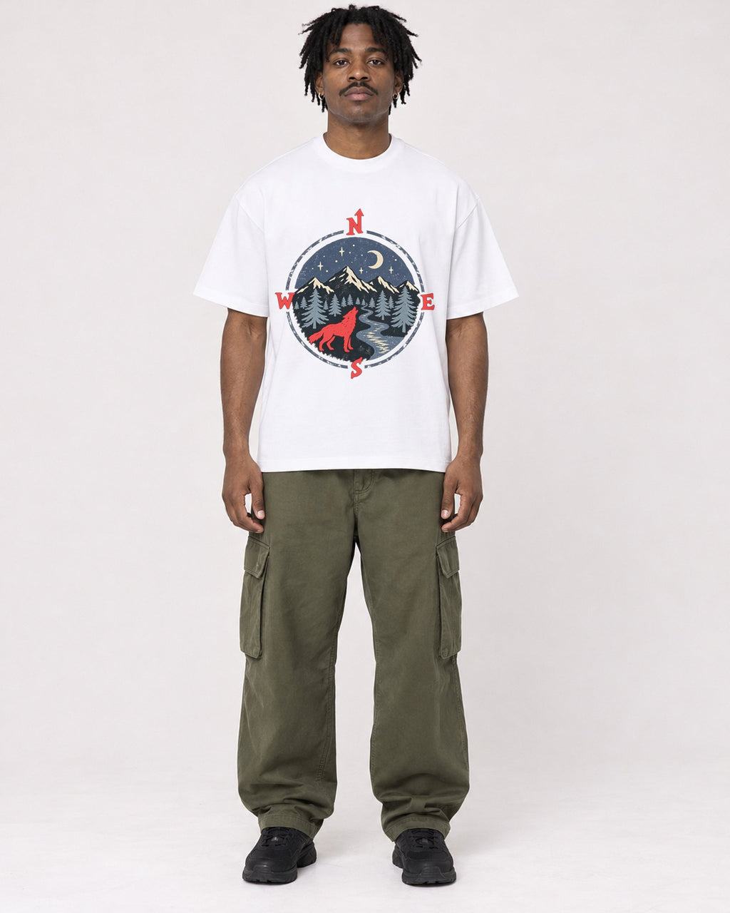 Mockup Boxy Heavyweight Tee White male full-body 04