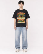 Mockup Boxy Heavyweight Tee Black male full-body 01