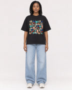 Mockup Boxy Heavyweight Tee Black female full-body 15