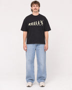 Mockup Boxy Heavyweight Tee Black male full-body 29