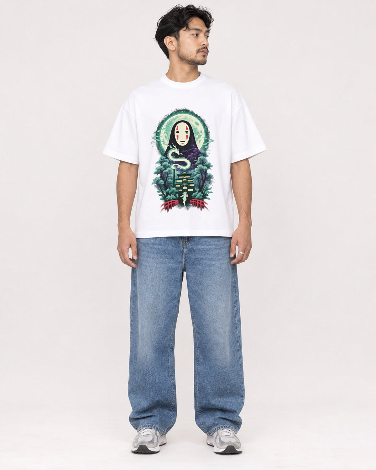 Mockup Boxy Heavyweight Tee White male full-body 02