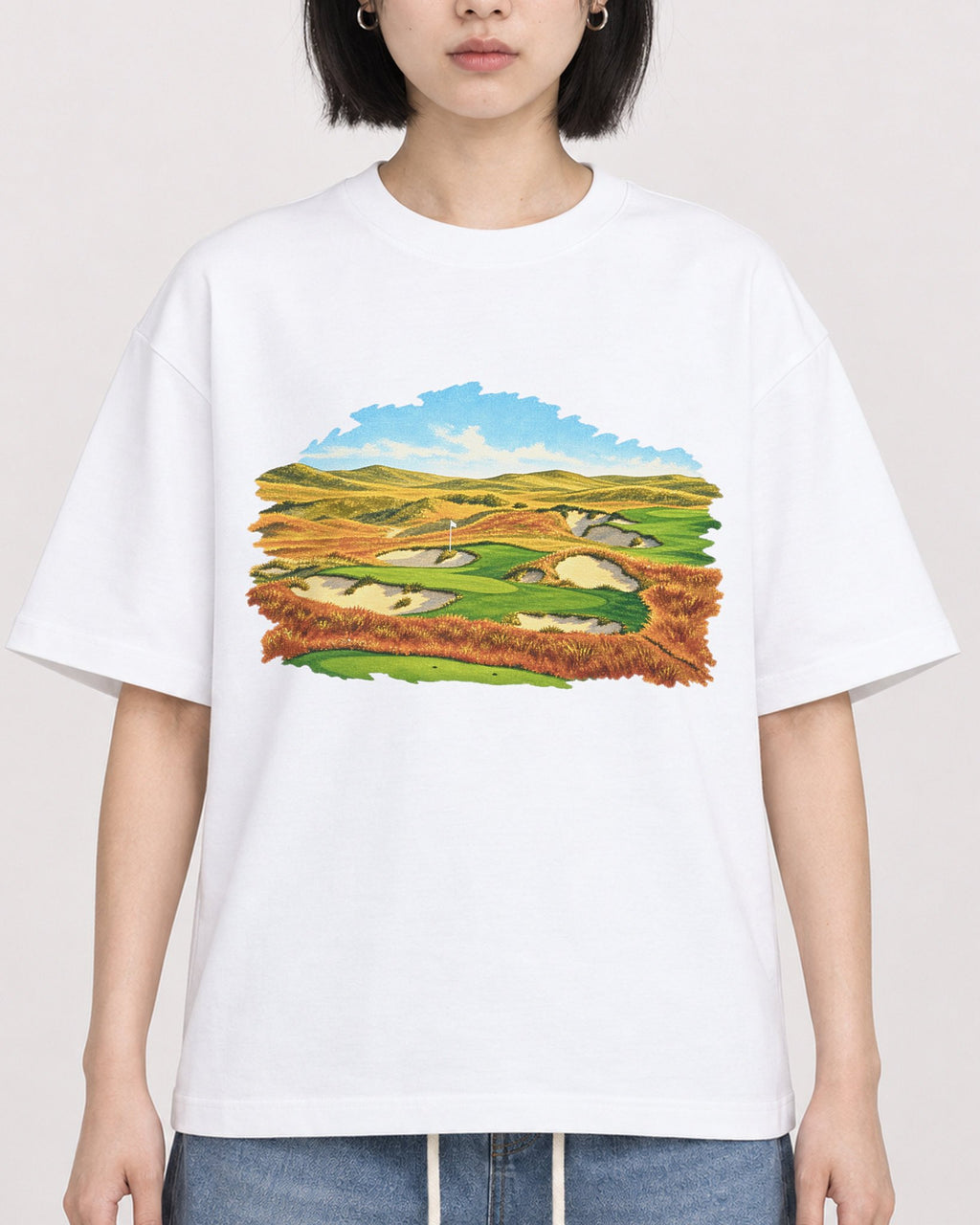 Mockup Boxy Heavyweight Tee White female close-up 11