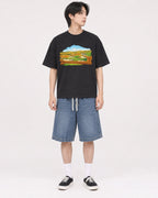 Mockup Boxy Heavyweight Tee Black male full-body 11