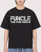Mockup Boxy Heavyweight Tee Black male close-up 11