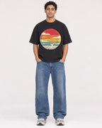 Mockup Boxy Heavyweight Tee Black male full-body 10