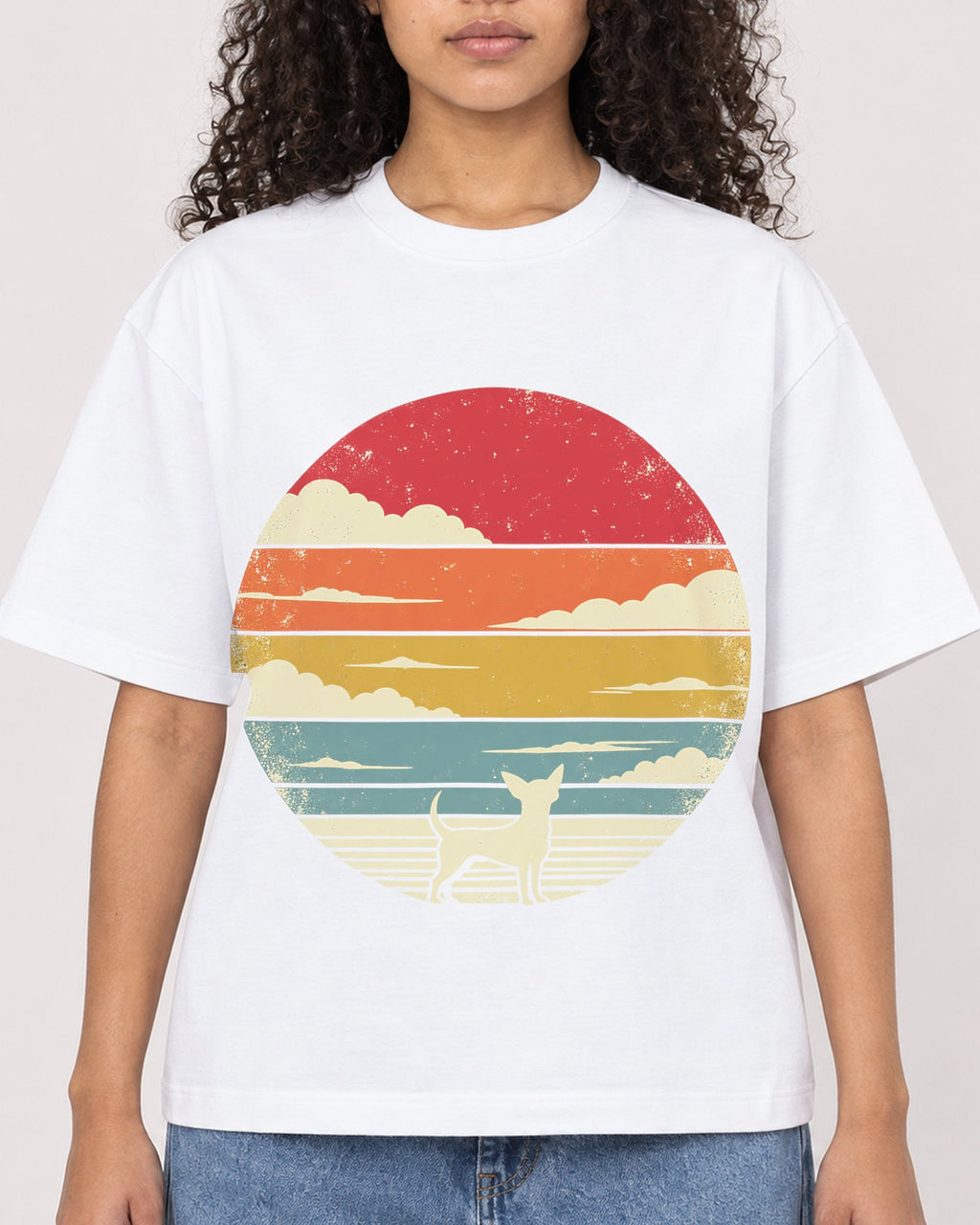 Mockup Boxy Heavyweight Tee White female close-up 10