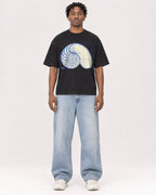 Mockup Boxy Heavyweight Tee Black male full-body 05