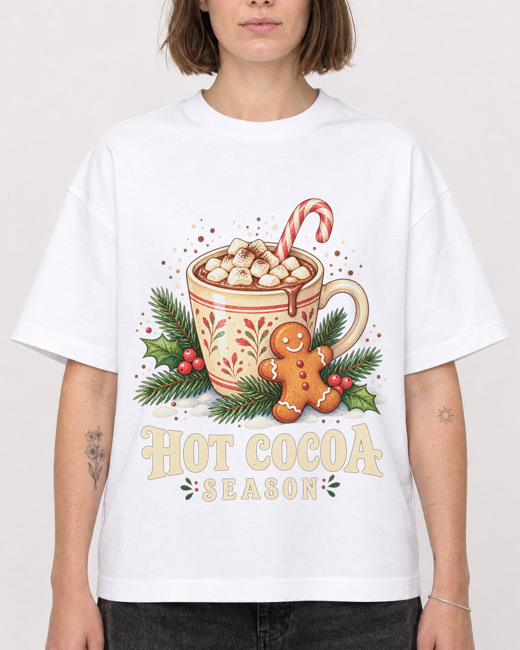 Mockup Boxy Heavyweight Tee White female close-up 18