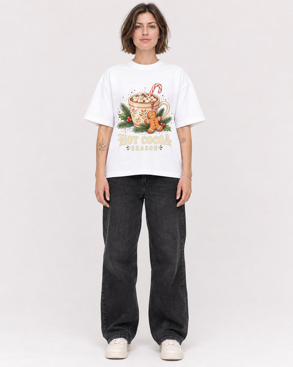Mockup Boxy Heavyweight Tee White female full-body 18