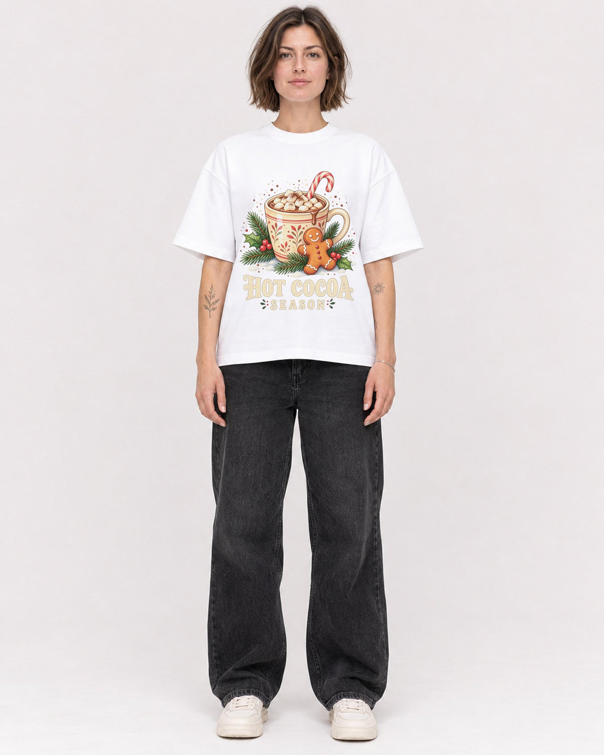 Mockup Boxy Heavyweight Tee White female full-body 18
