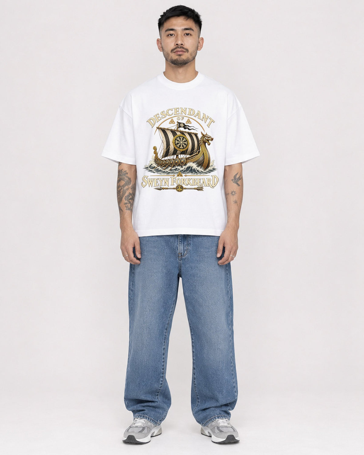Mockup Boxy Heavyweight Tee White male full-body 12