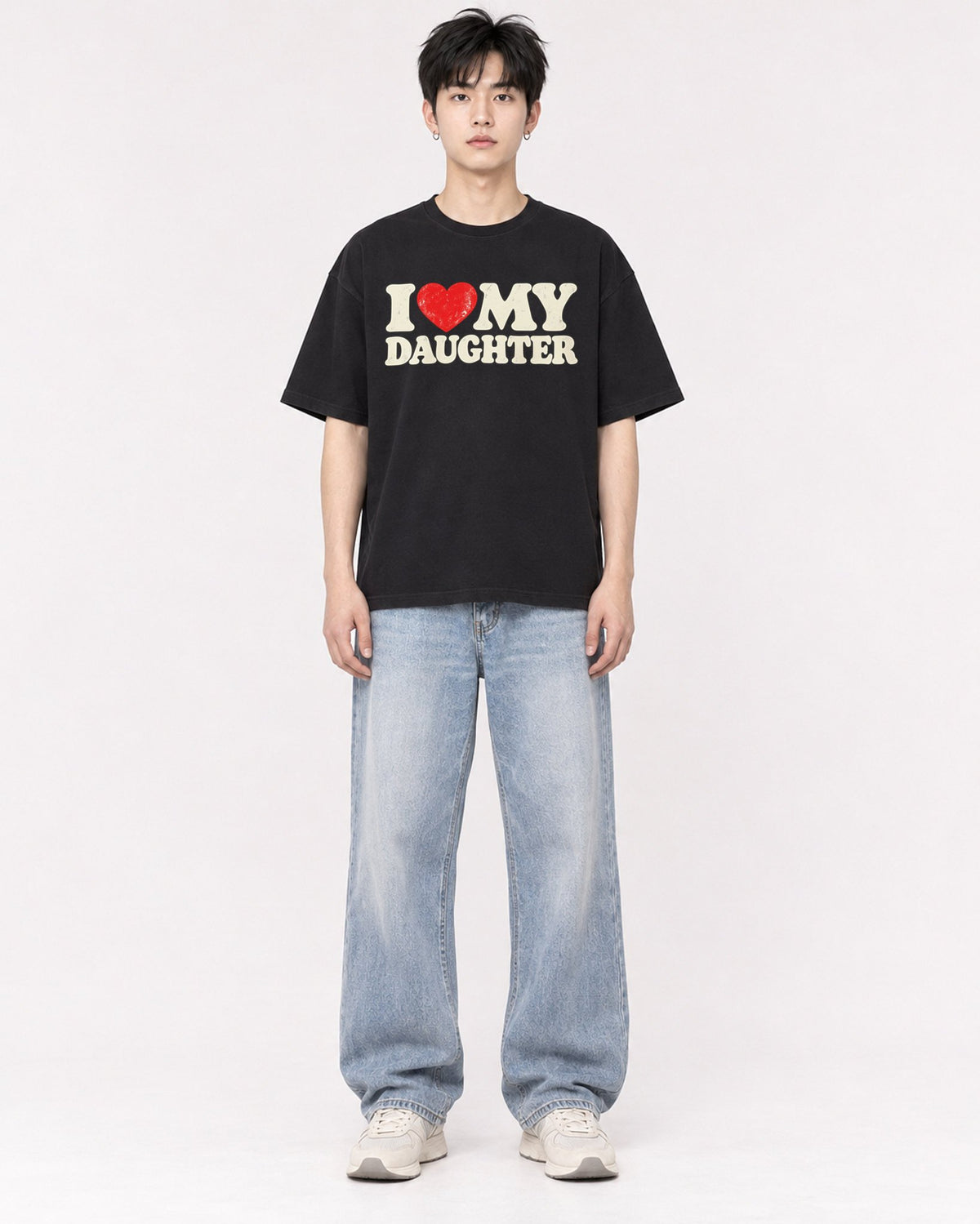 Mockup Boxy Heavyweight Tee Black male full-body 01