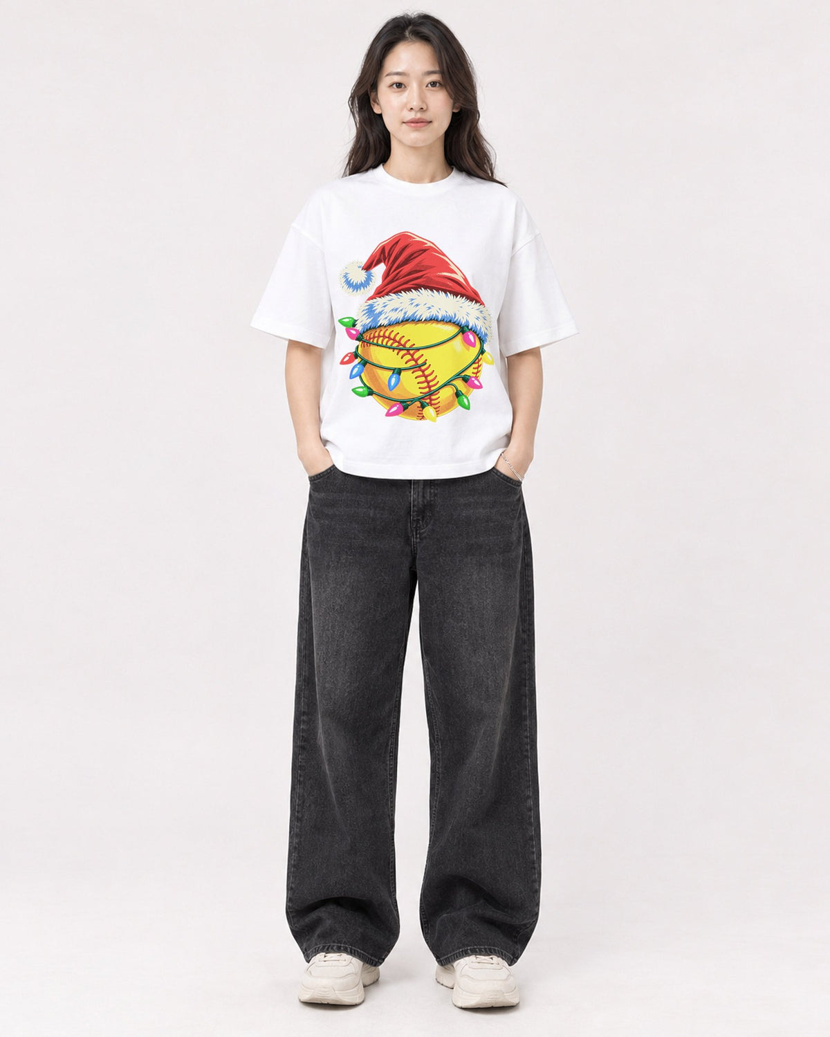 Mockup Boxy Heavyweight Tee White female full-body 03