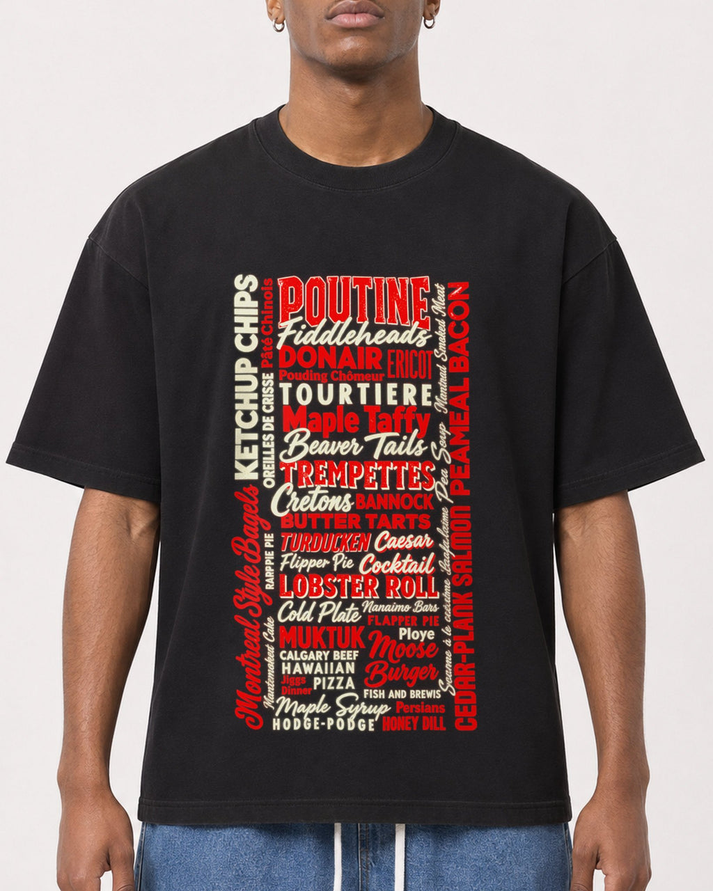 Mockup Boxy Heavyweight Tee Black male close-up 15