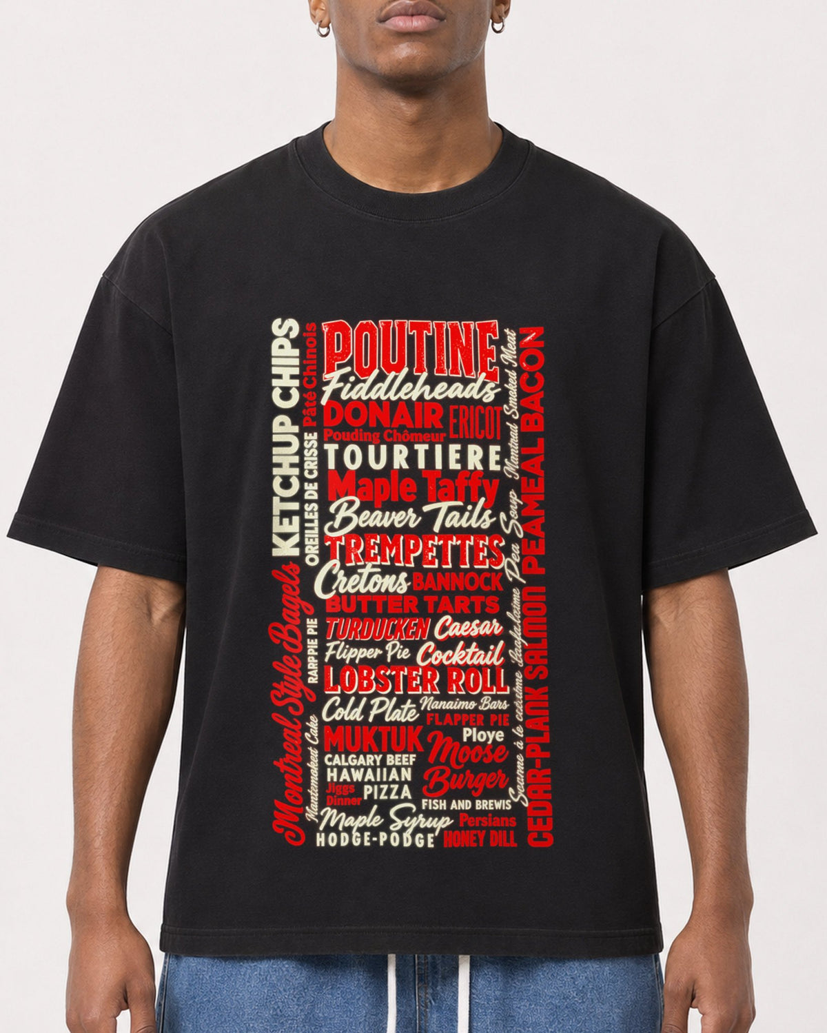 Mockup Boxy Heavyweight Tee Black male close-up 15