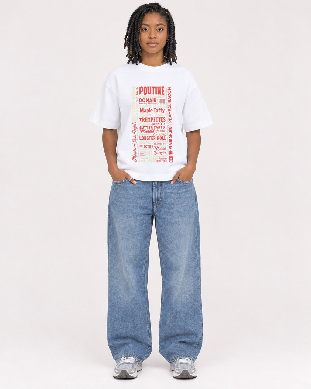 Mockup Boxy Heavyweight Tee White female full-body 15