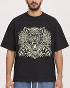 Mockup Boxy Heavyweight Tee Black male close-up 07