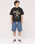Mockup Boxy Heavyweight Tee Black male full-body 03