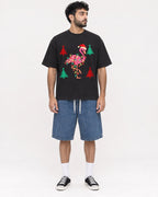 Mockup Boxy Heavyweight Tee Black male full-body 07