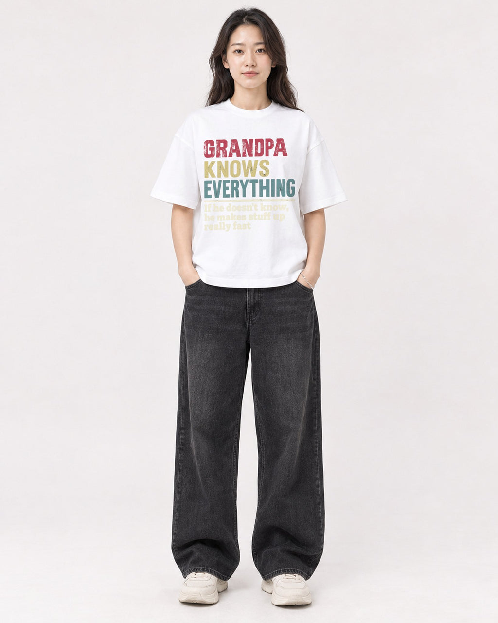 Mockup Boxy Heavyweight Tee White female full-body 03