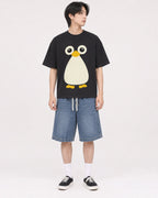 Mockup Boxy Heavyweight Tee Black male full-body 11