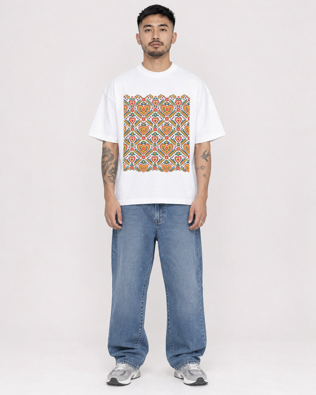 Mockup Boxy Heavyweight Tee White male full-body 12