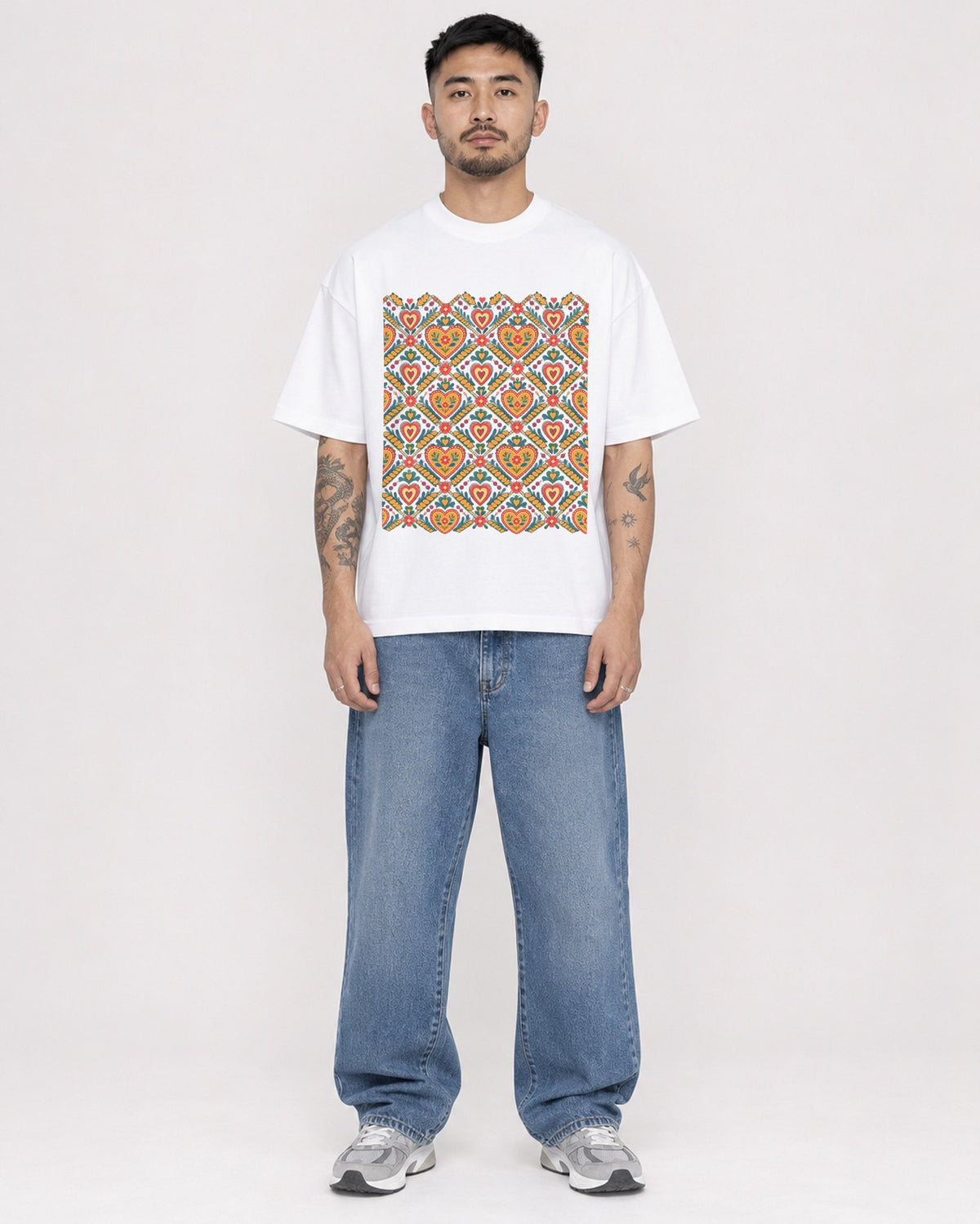 Mockup Boxy Heavyweight Tee White male full-body 12