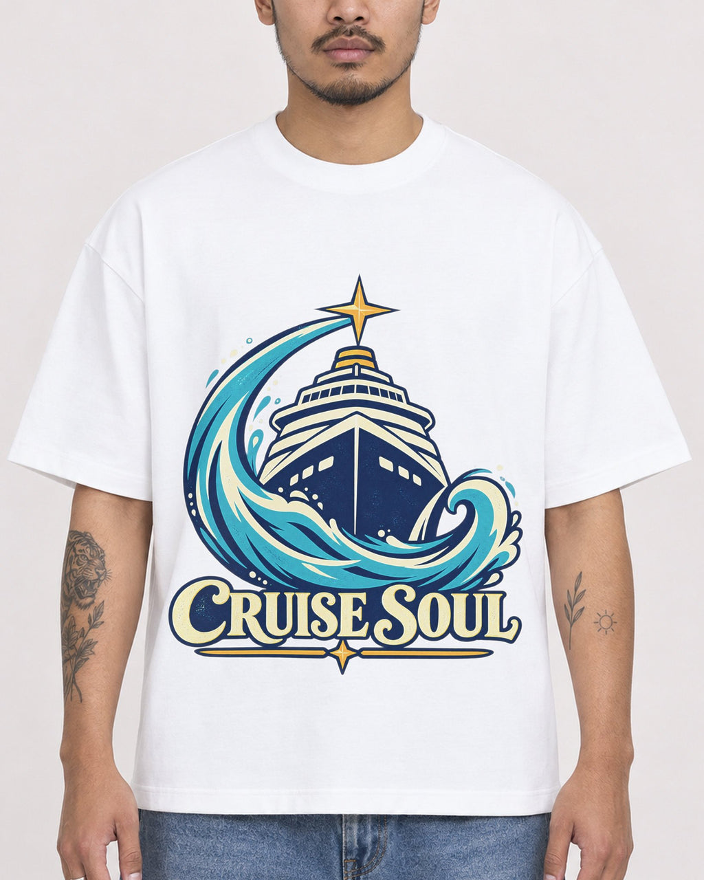 Mockup Boxy Heavyweight Tee White male close-up 12