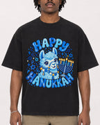 Mockup Boxy Heavyweight Tee Black male close-up 04
