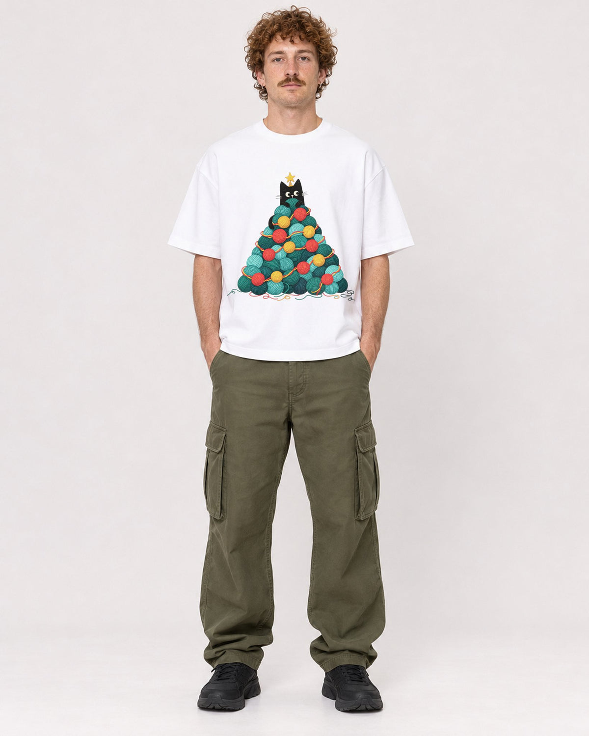 Mockup Boxy Heavyweight Tee White male full-body 09