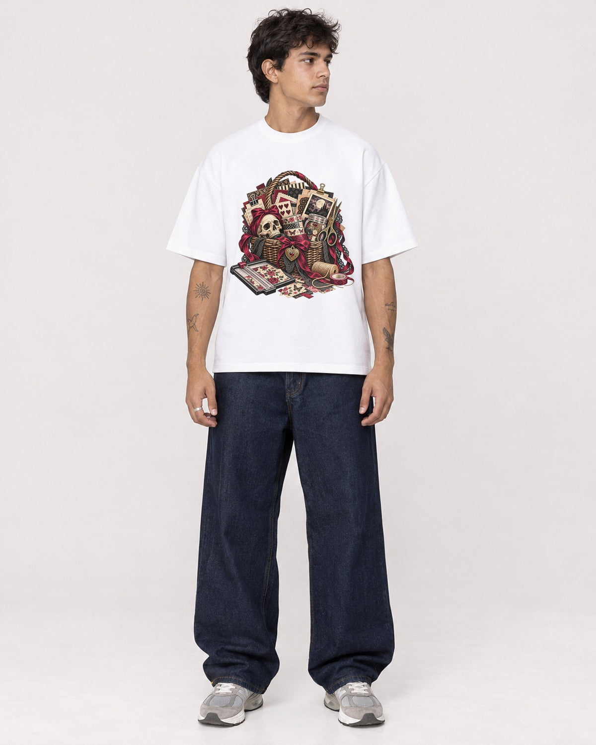 Mockup Boxy Heavyweight Tee White male full-body 06
