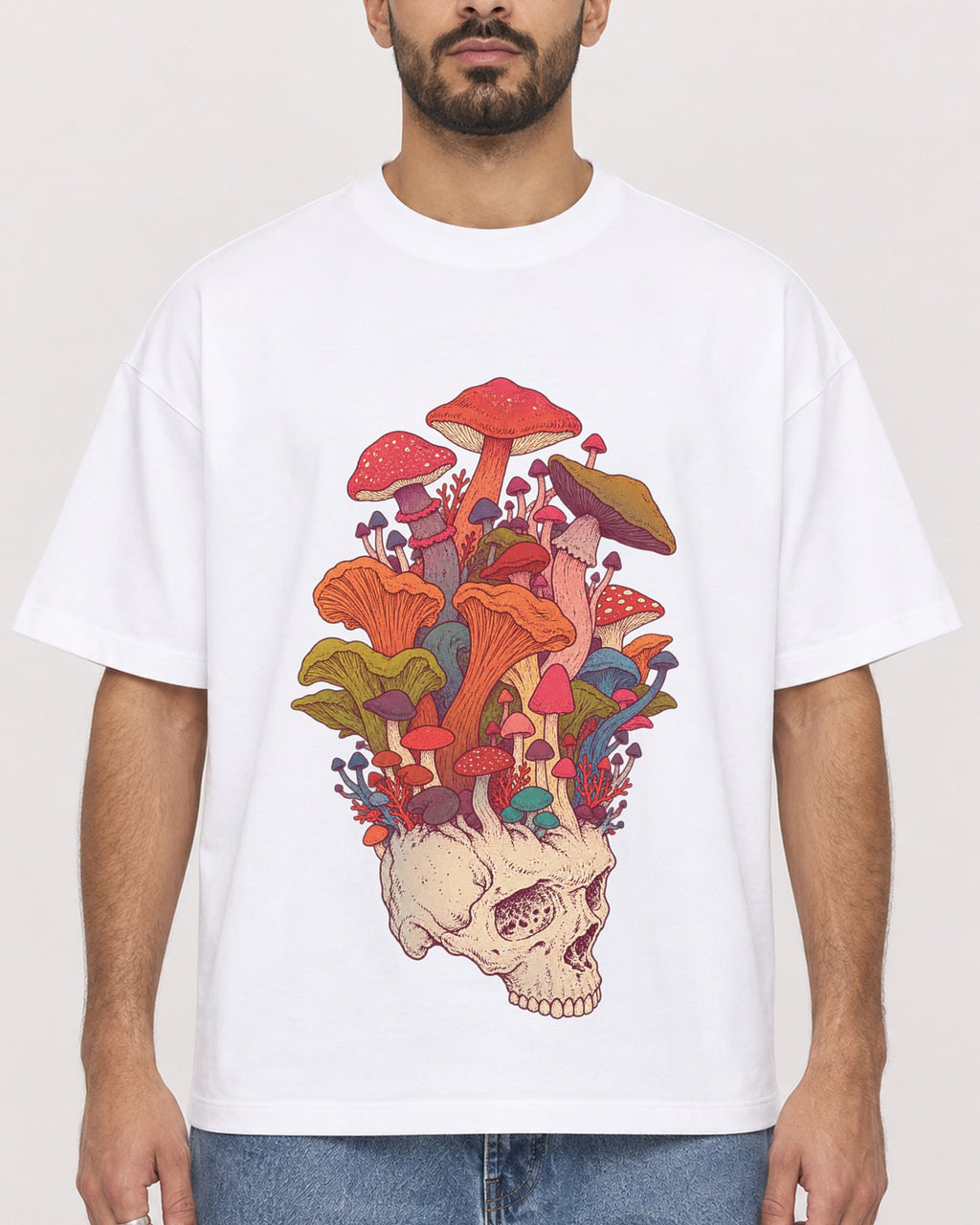 Mockup Boxy Heavyweight Tee White male close-up 37