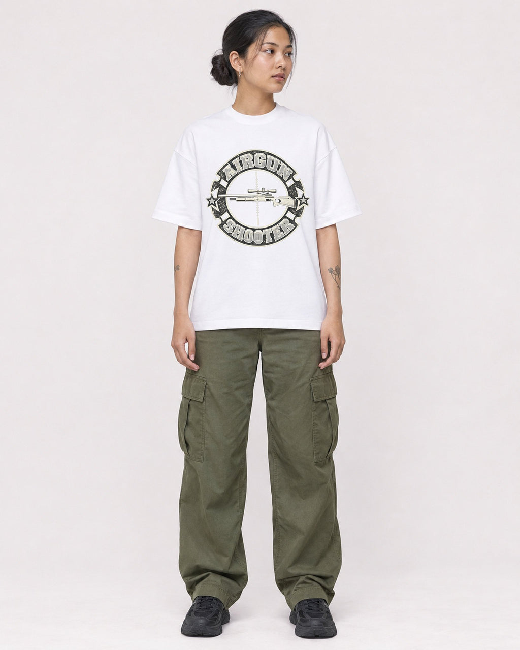 Mockup Boxy Heavyweight Tee White female full-body 12