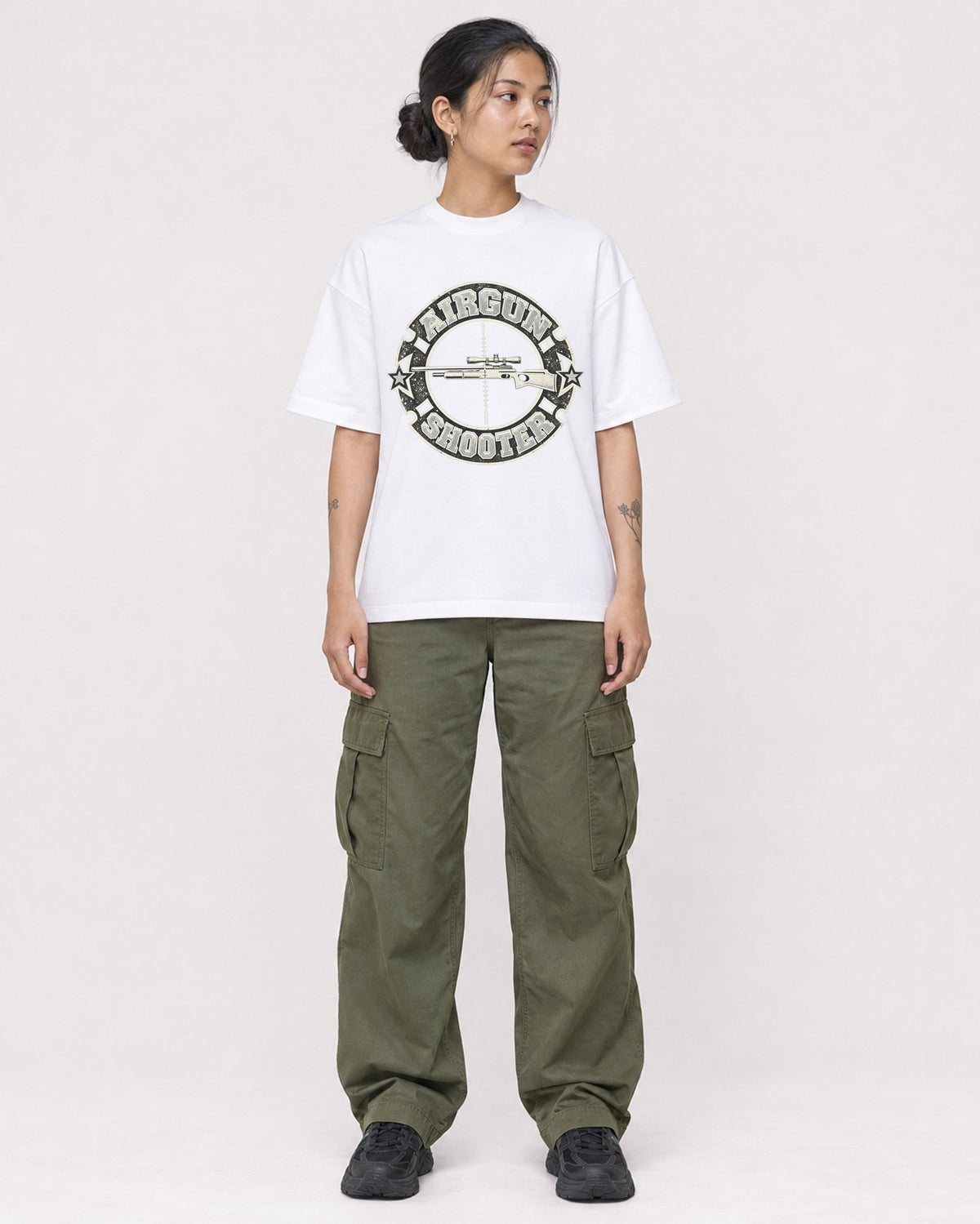 Mockup Boxy Heavyweight Tee White female full-body 12