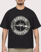 Mockup Boxy Heavyweight Tee Black male close-up 12