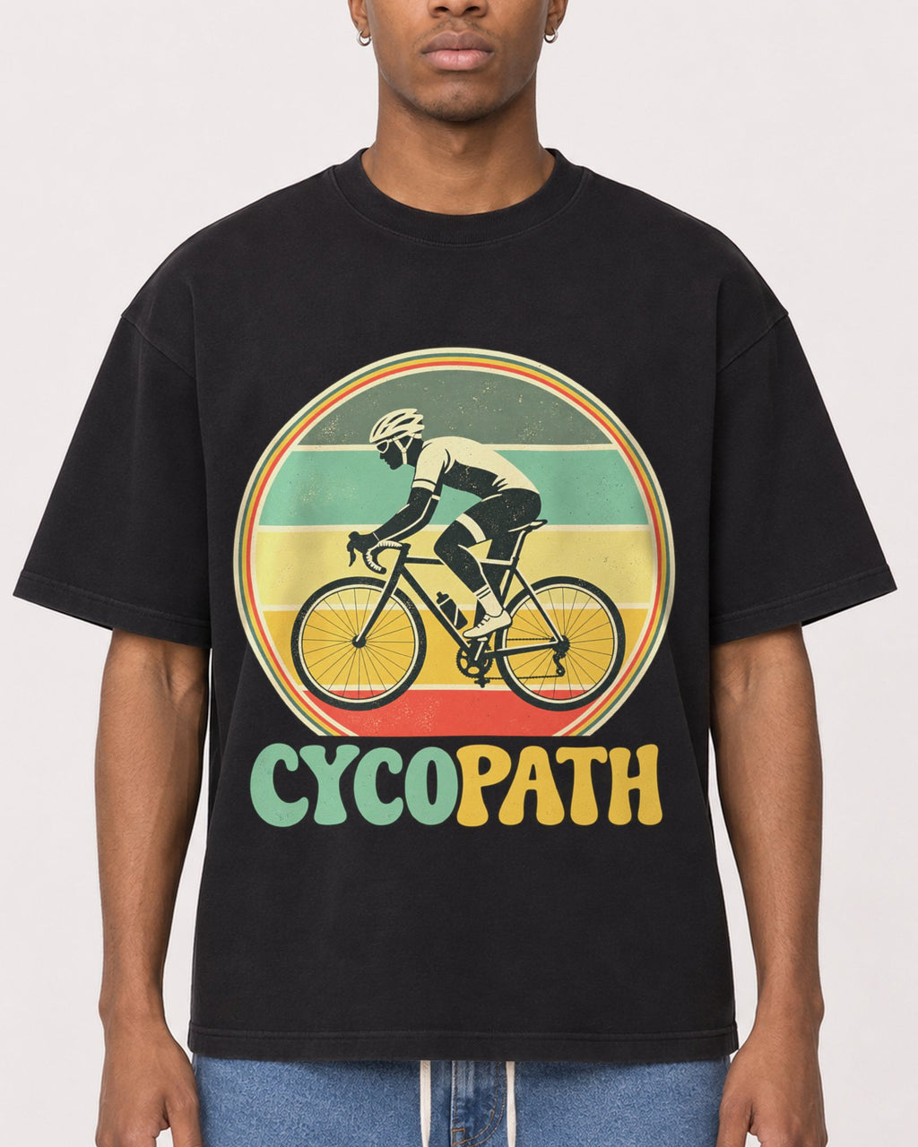 Mockup Boxy Heavyweight Tee Black male close-up 35