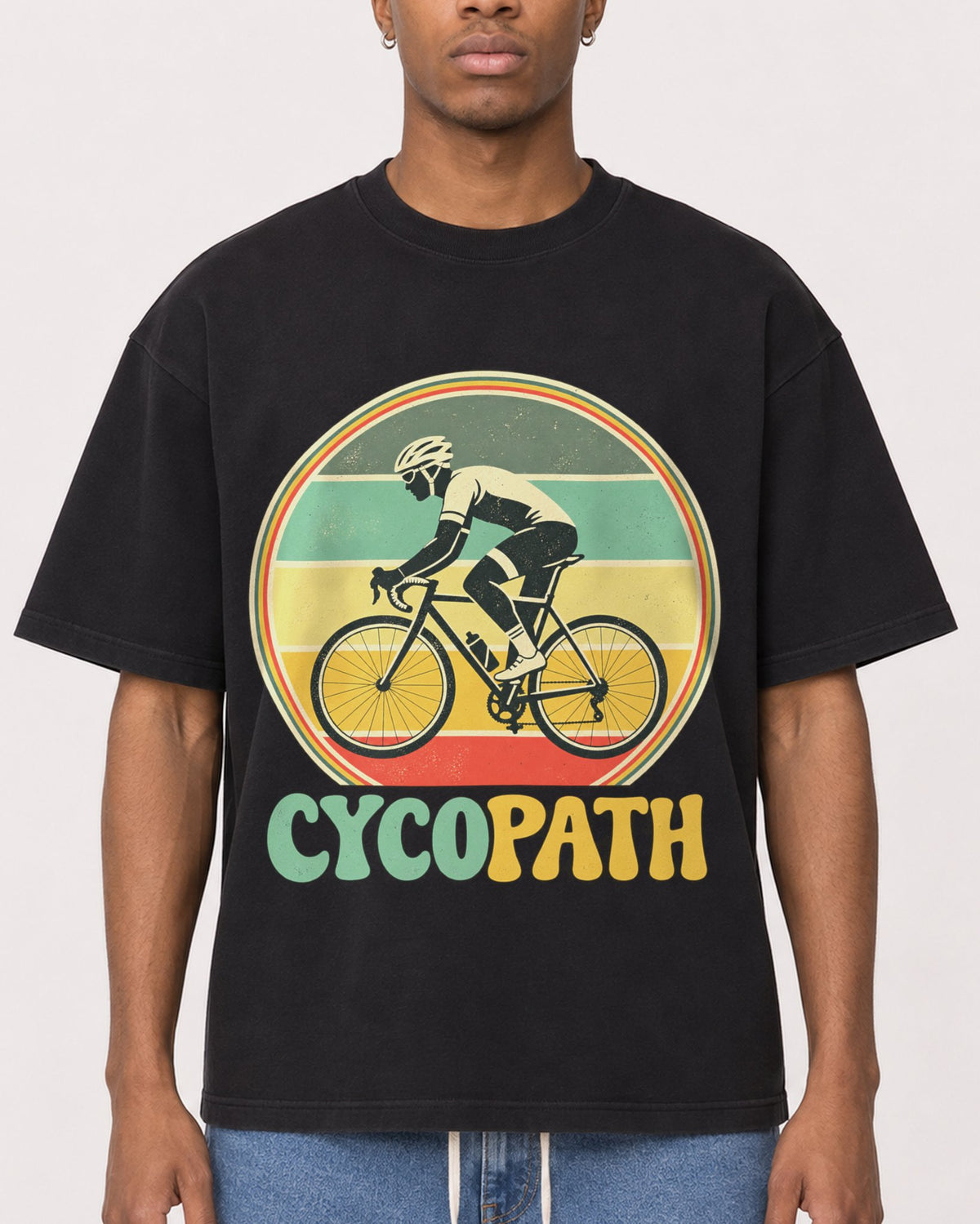 Mockup Boxy Heavyweight Tee Black male close-up 35