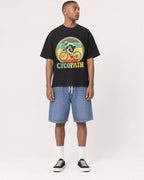 Mockup Boxy Heavyweight Tee Black male full-body 35